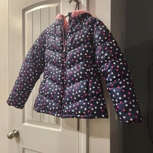 Faded Glory Navy Polka Dot Puffer Jacket
